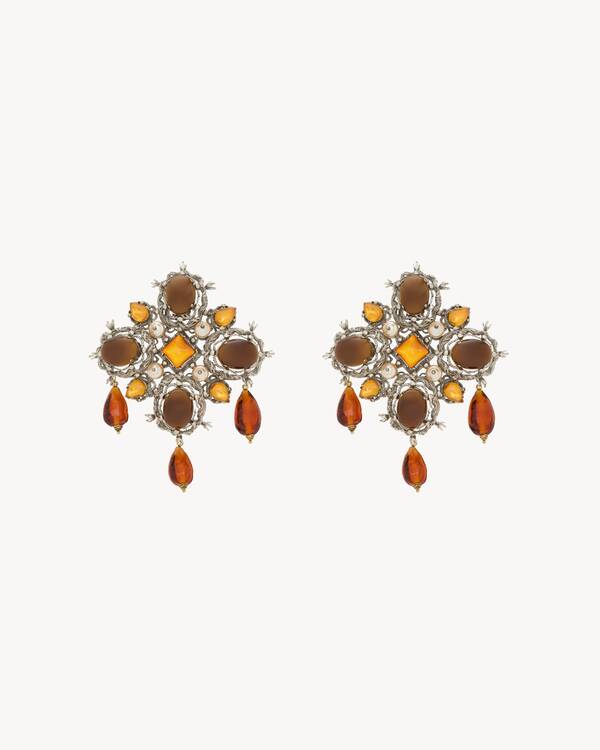 cabochon cross earrings in resin and metal