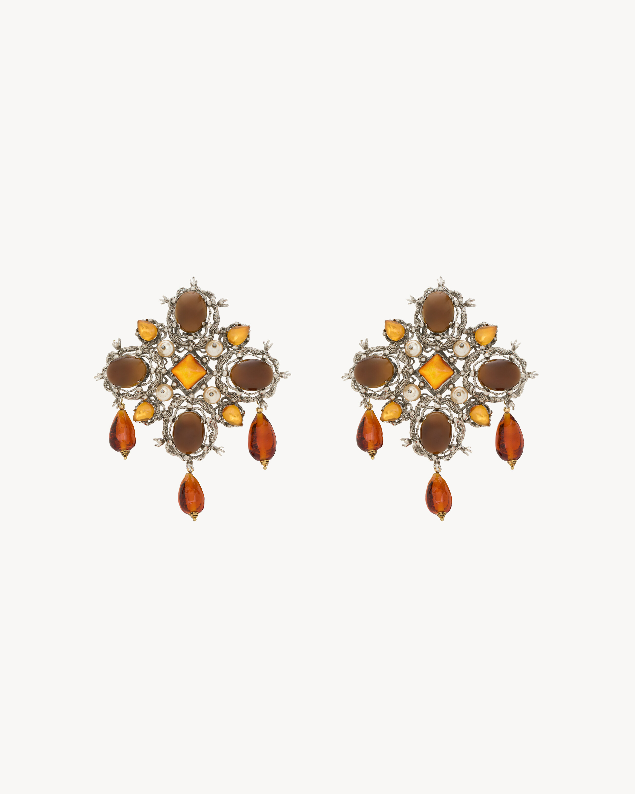 cabochon cross earrings in resin and metal