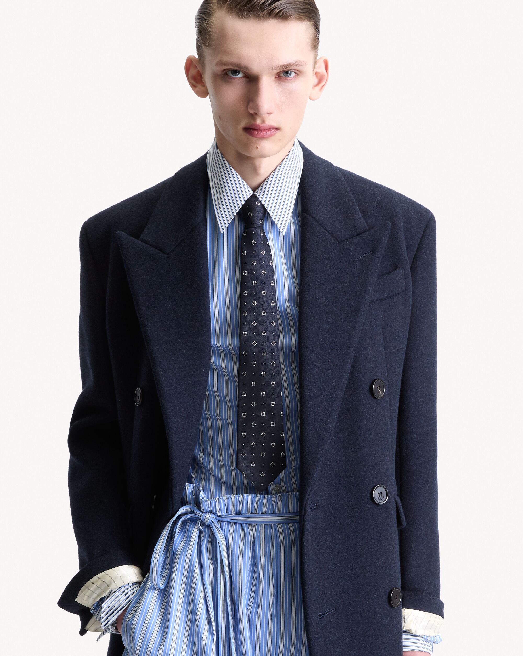 long coat in double-face wool felt