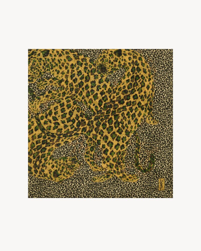 large square scarf in leopard silk muslin