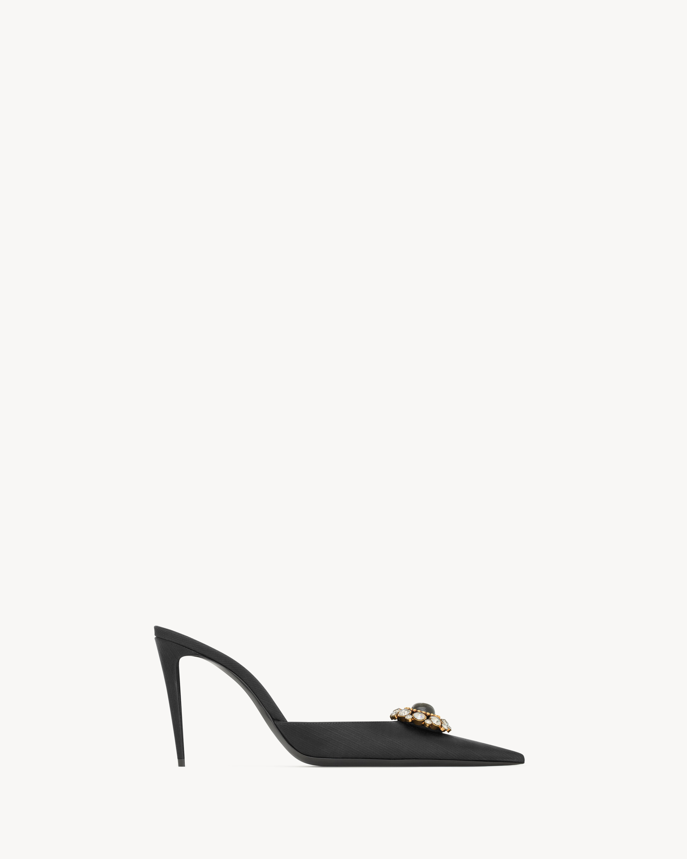 COSMO Mules In Satin And Crystals In Black Saint Laurent YSL US cosmo-mules-in-satin-and-crystals-in-black-saint-laurent-ysl-us