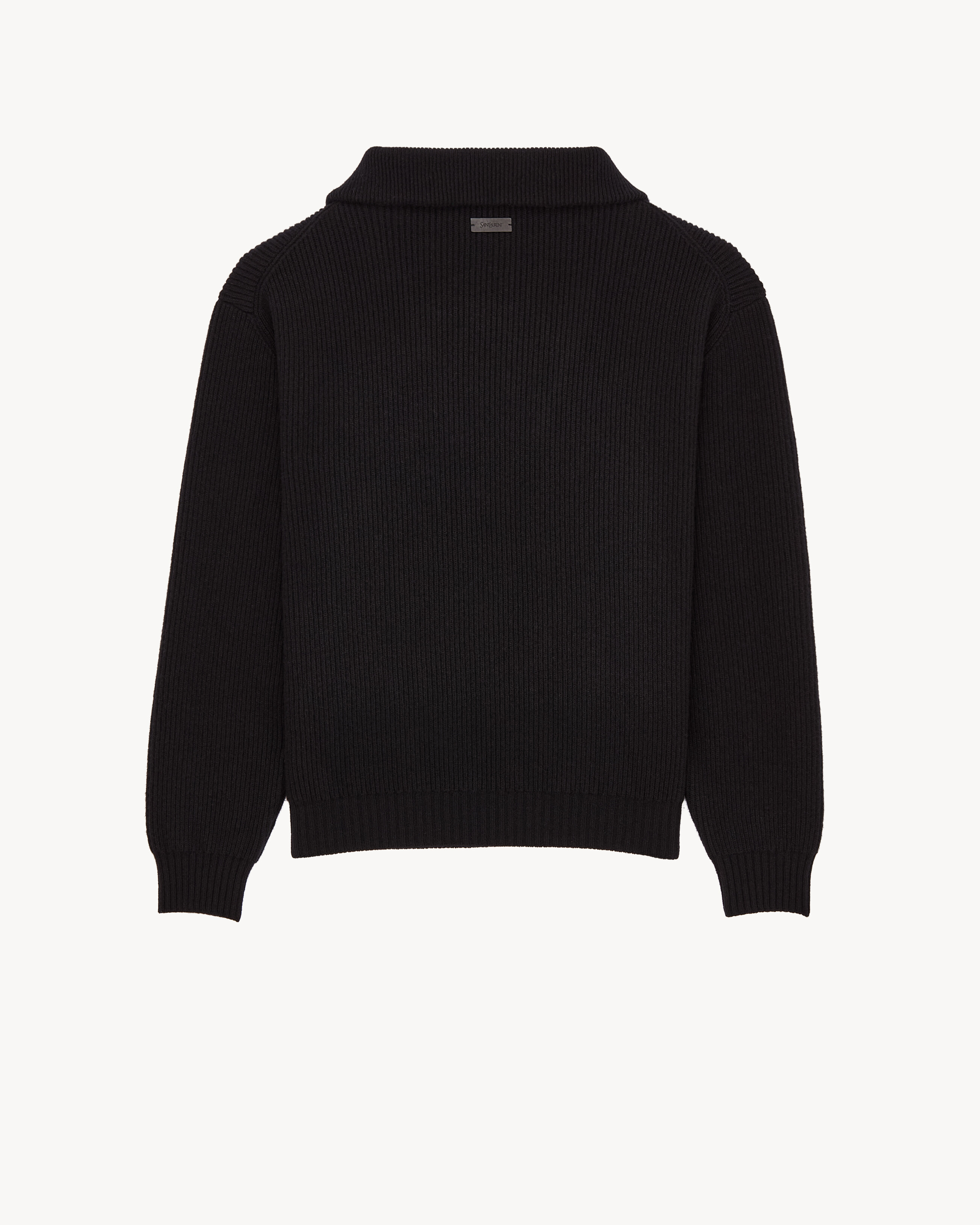 half-zip sweater in rib-knit wool