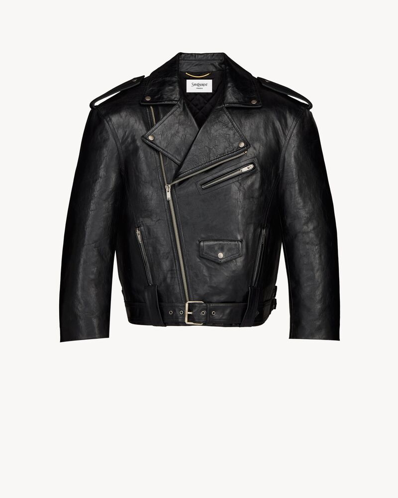 biker jacket in grained leather