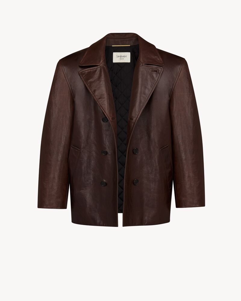 short coat in creased leather