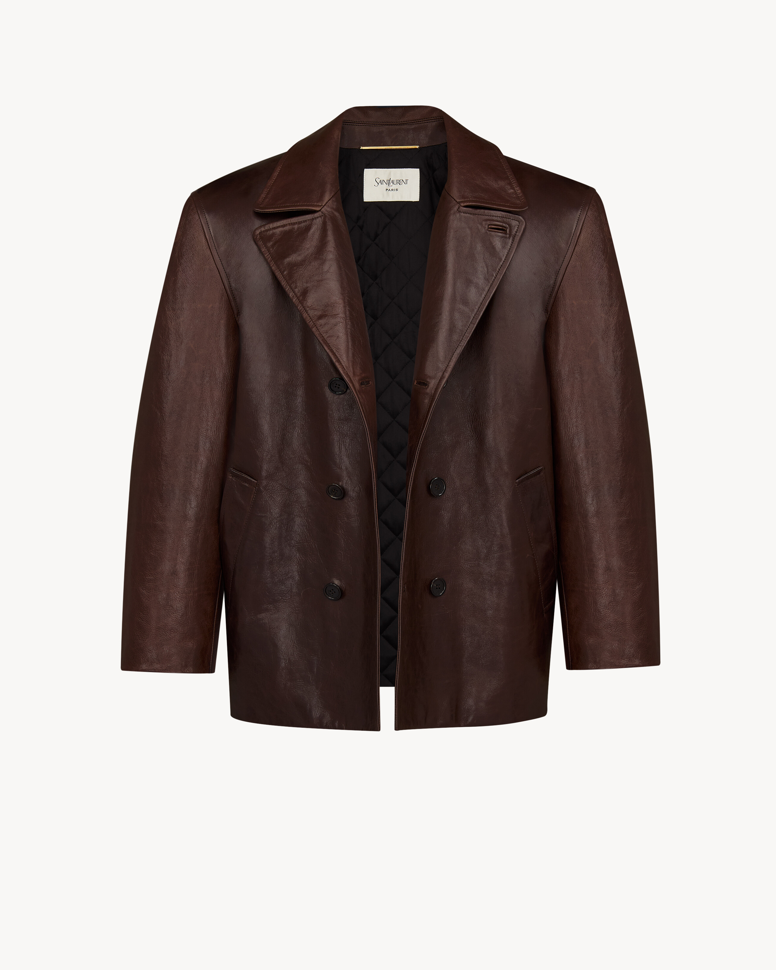 short coat in creased leather