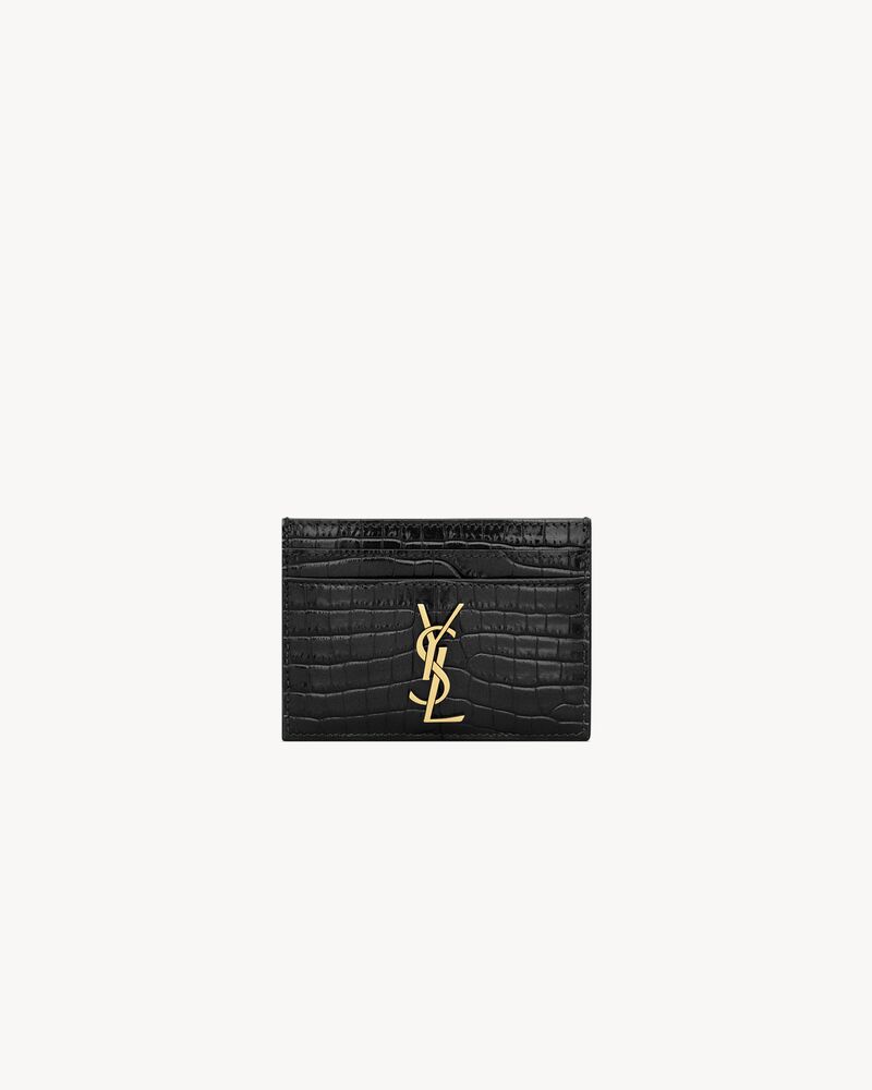 CASSANDRE card case in crocodile-embossed shiny leather