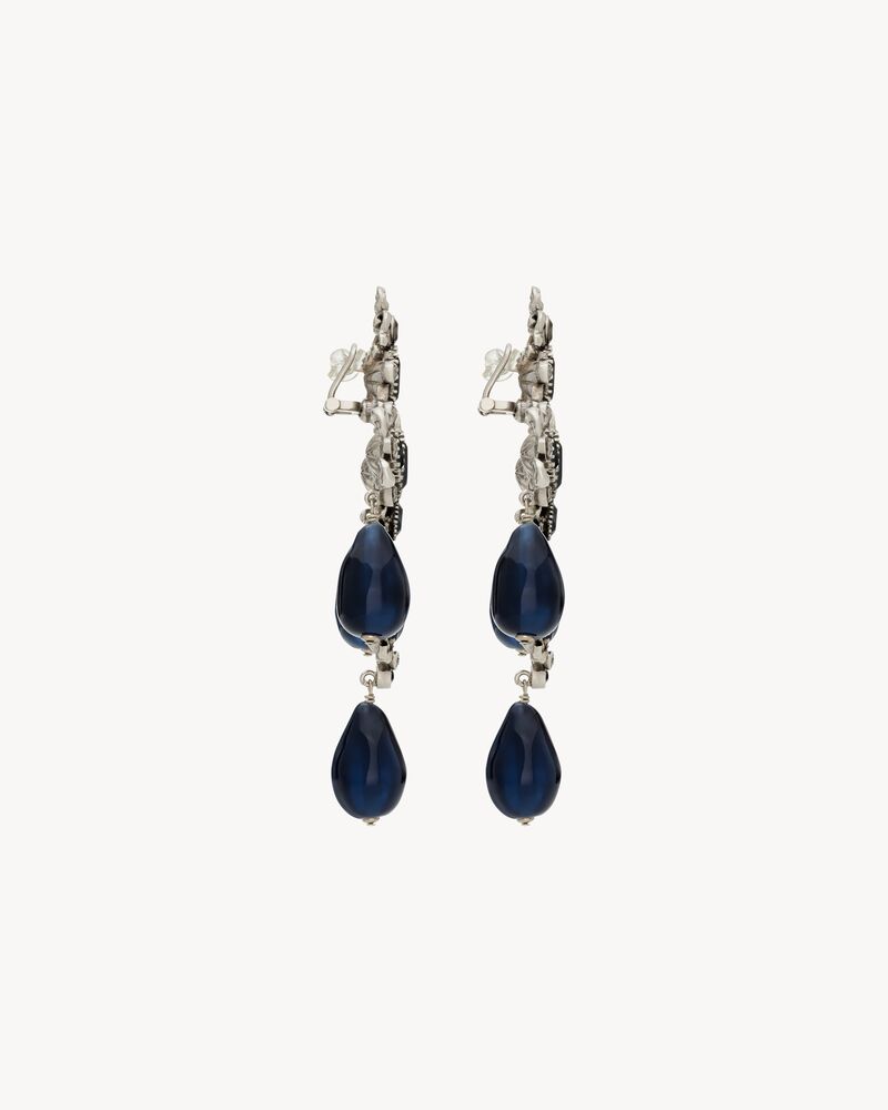 crystal cross earrings in resin and metal in Silver | Saint