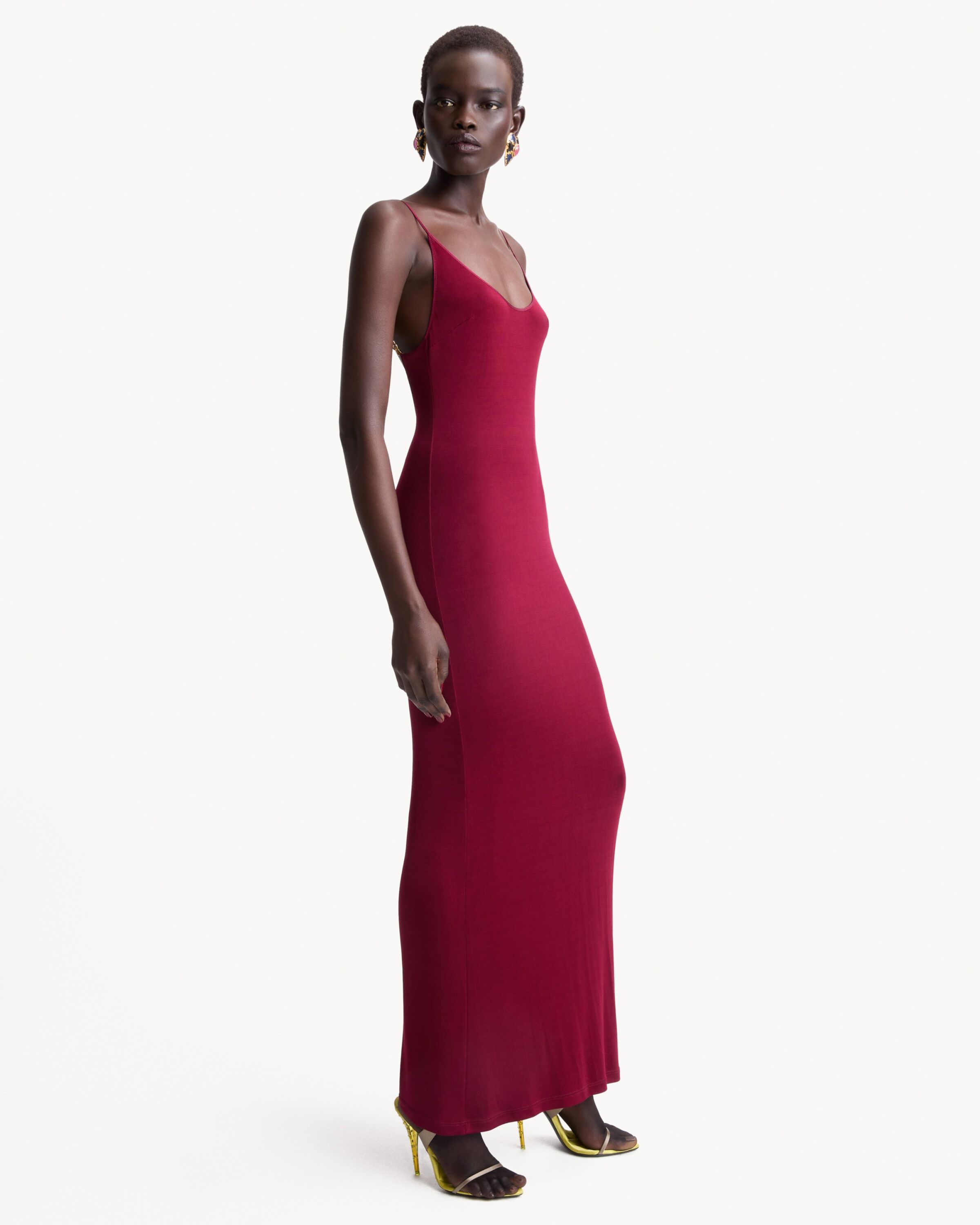 CASSANDRE-chain backless dress in knit in Bordeaux | Saint Laurent | YSL EN-ES CASSANDRE-chain backless dress in knit in Bordeaux | Saint Laurent | YSL EN-ES