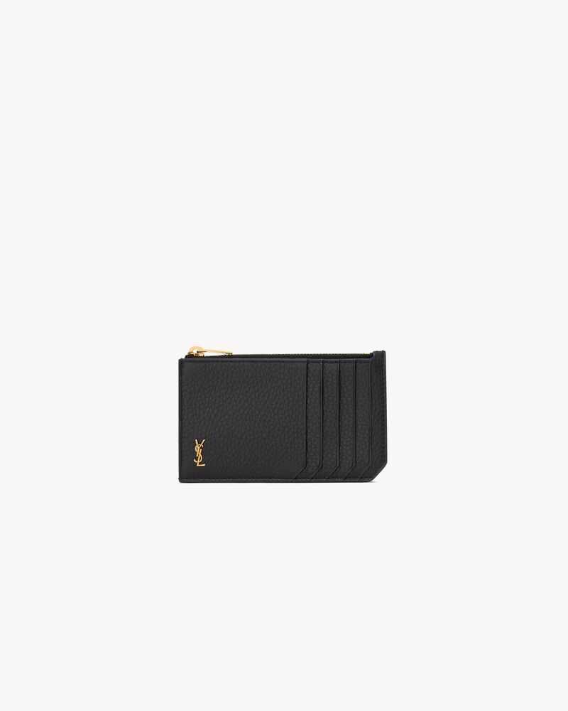 SAINT LAURENT 財布 CASSANDRE BIJOU zip wallet in GRAIN DE POUDRE leather in Black