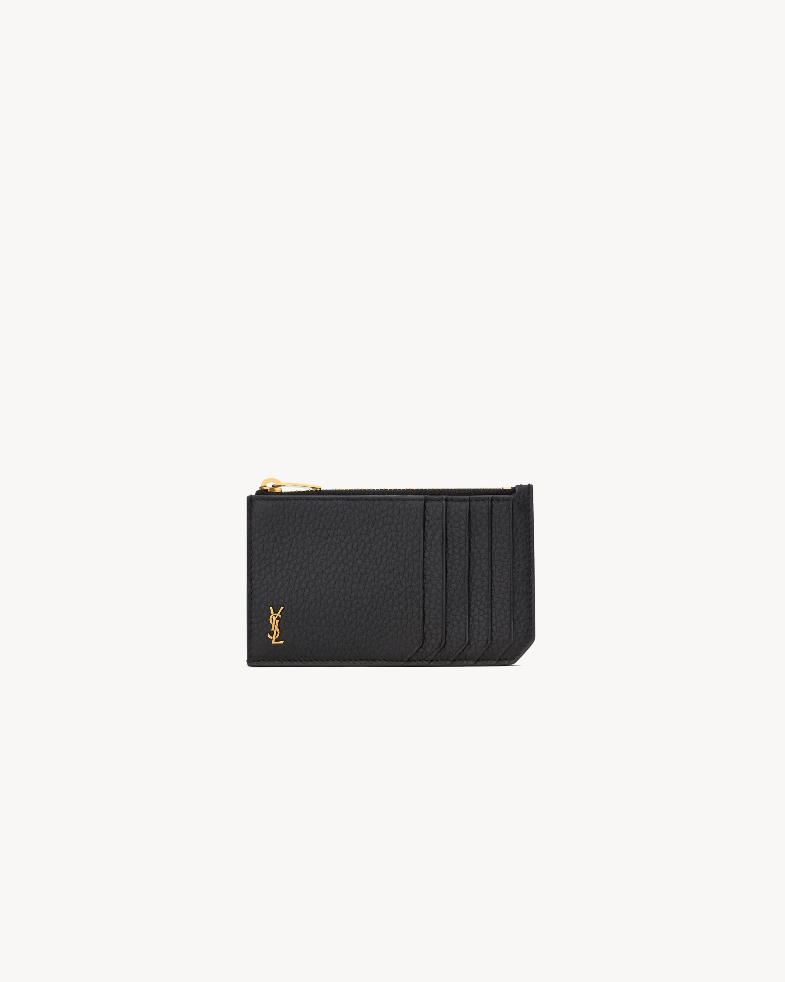 TINY CASSANDRE FRAGMENTS zip card case in grained leather