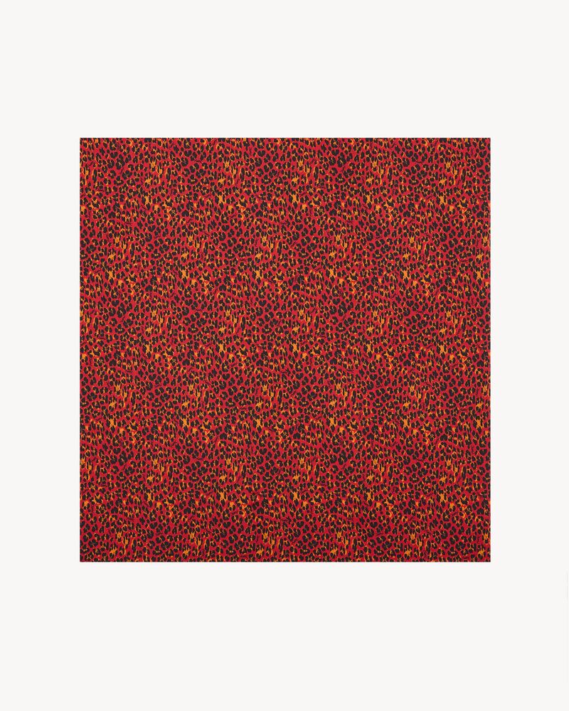 square scarf in leopard silk charmeuse