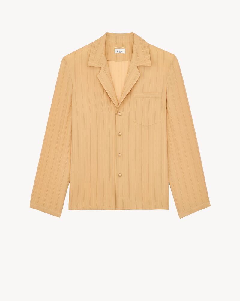 pajama top in striped silk