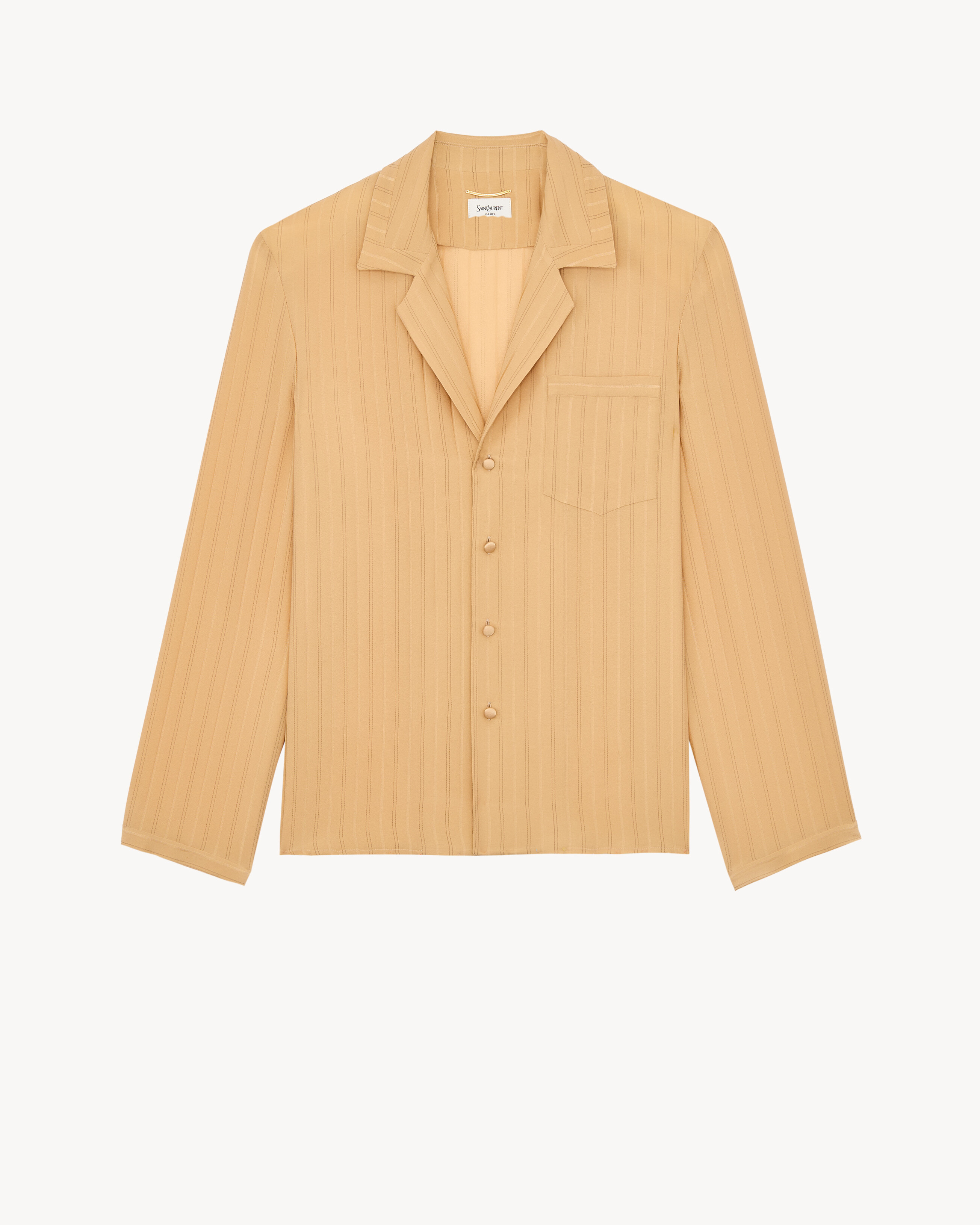 pajama top in striped silk