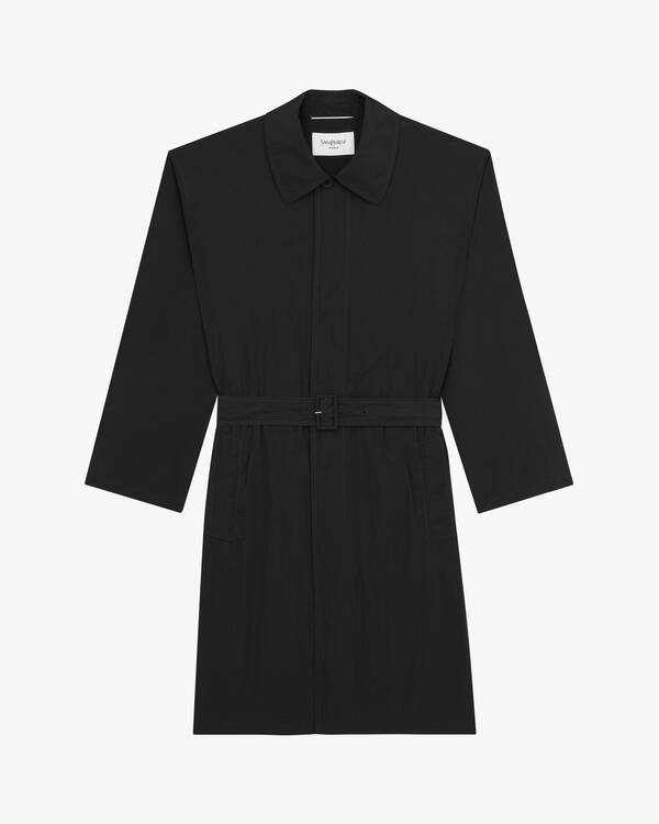 トレンチコート（撥水シワ加工ナイロン） ブラック | Saint Laurent