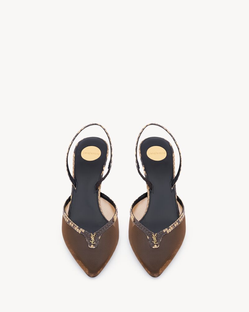 FOLIE slingback pumps in mesh and python