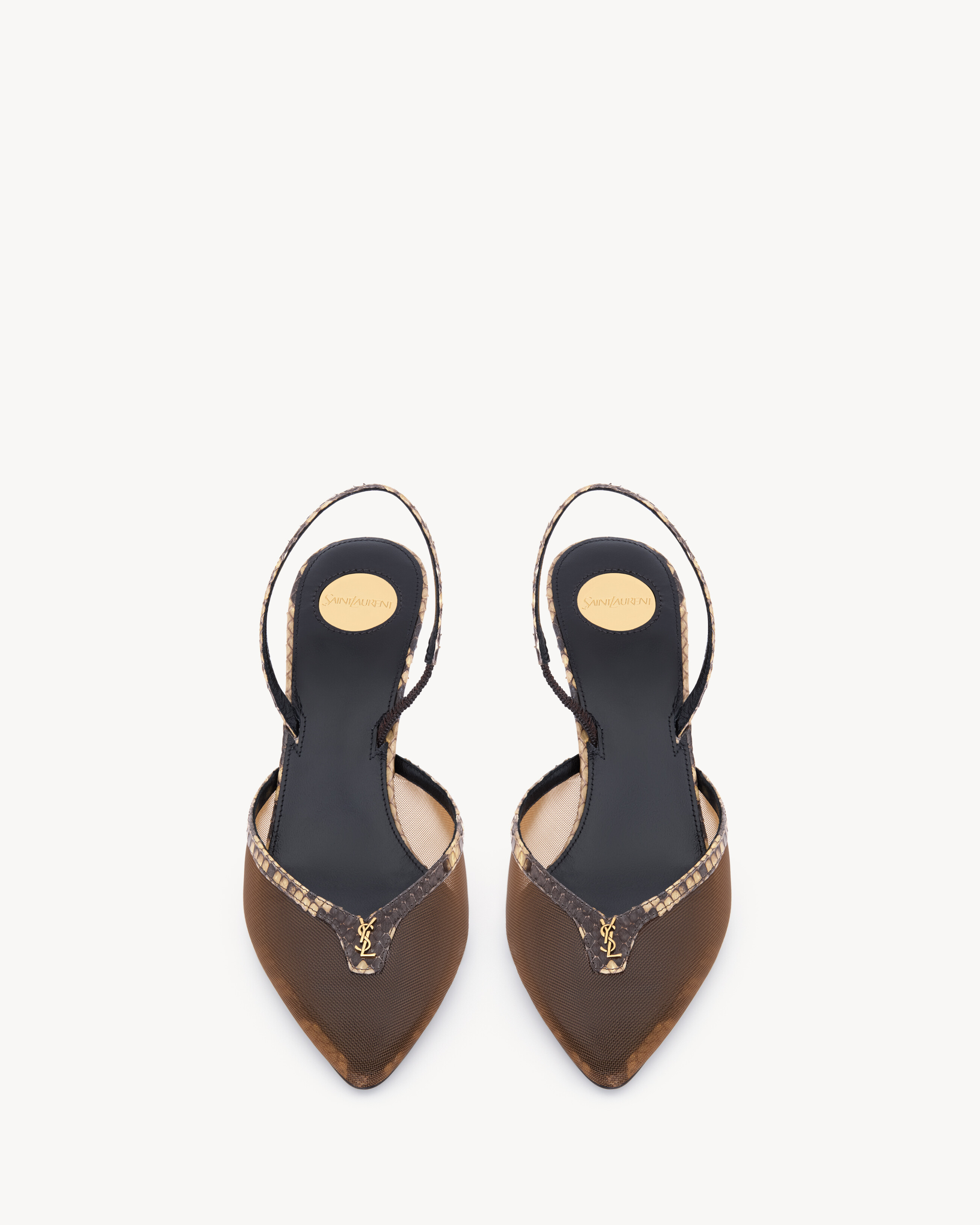 FOLIE slingback pumps in mesh and python
