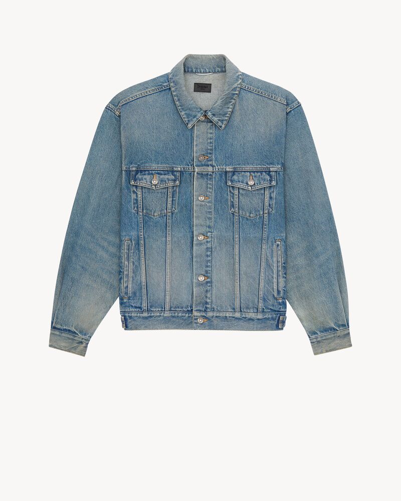 trucker jacket in midi blue denim