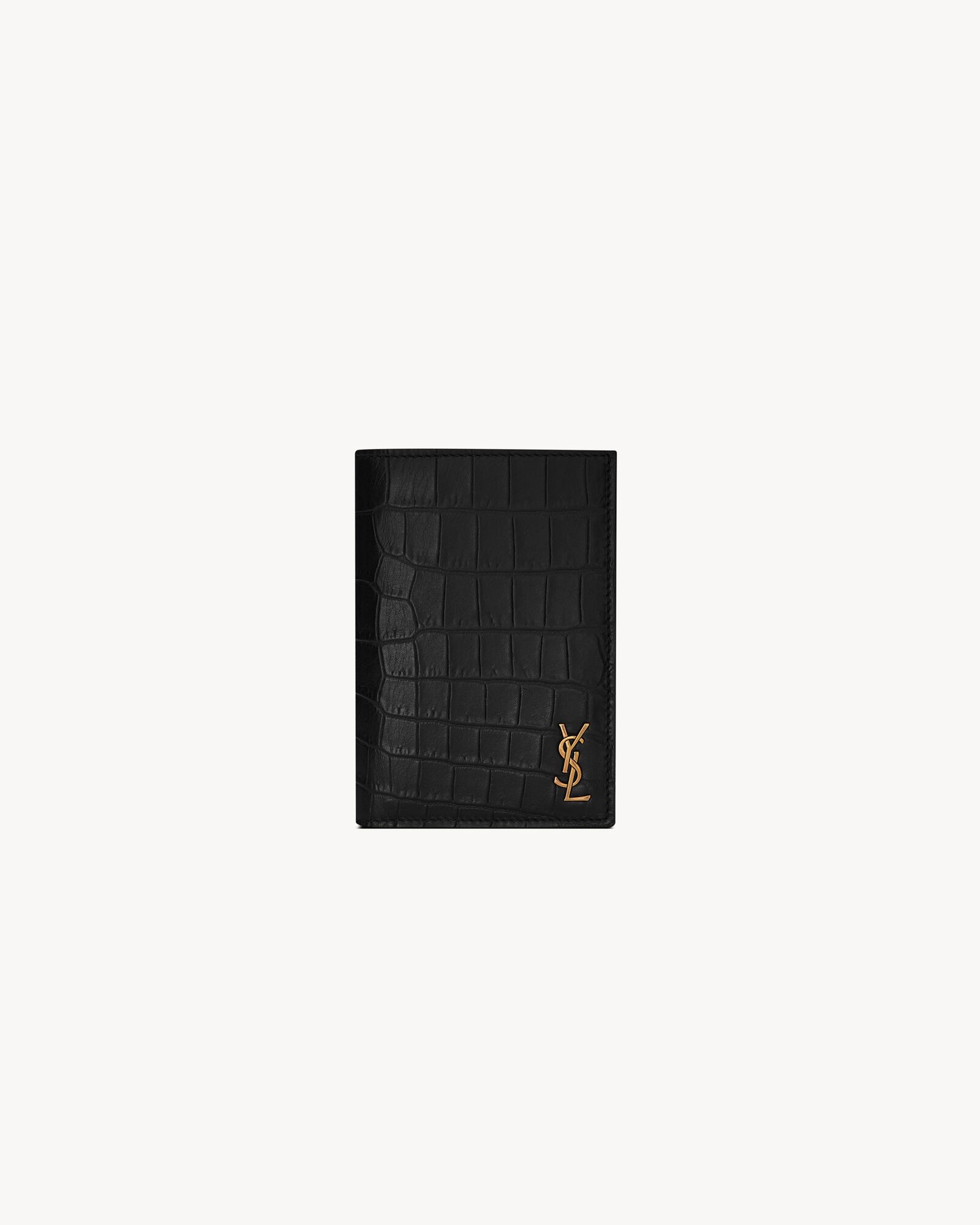 TINY CASSANDRE credit card wallet in CROCODILE-EMBOSSED matte leather — 847958DZEDW1000