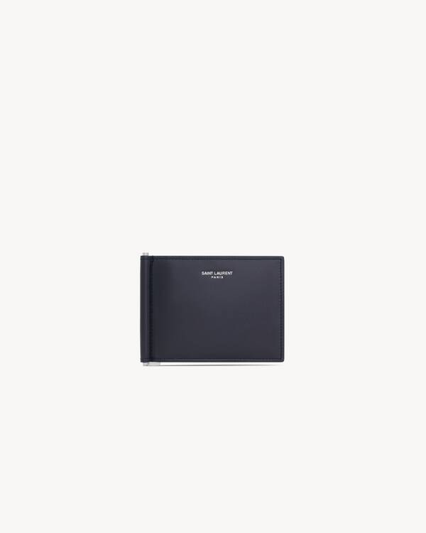 Saint Laurent Paris Bill clip wallet in smooth leather in Yellow