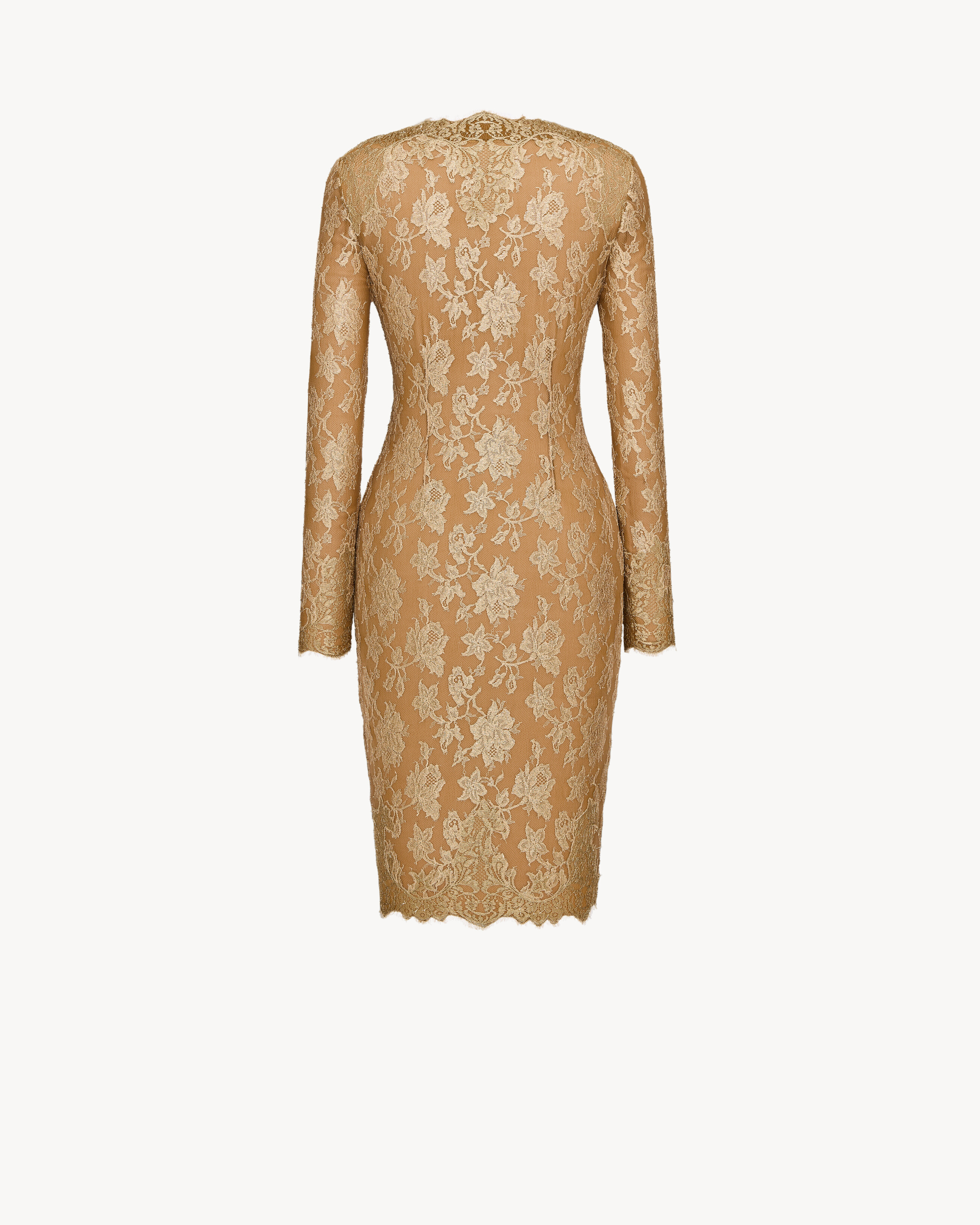 CASSANDRE buttoned lace midi dress in Gold | Saint Laurent | YSL EN-US CASSANDRE buttoned lace midi dress in Gold | Saint Laurent | YSL EN-US