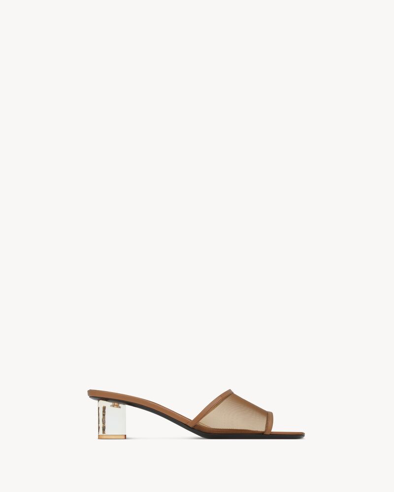 SIP mule sandals in mesh and patent leather