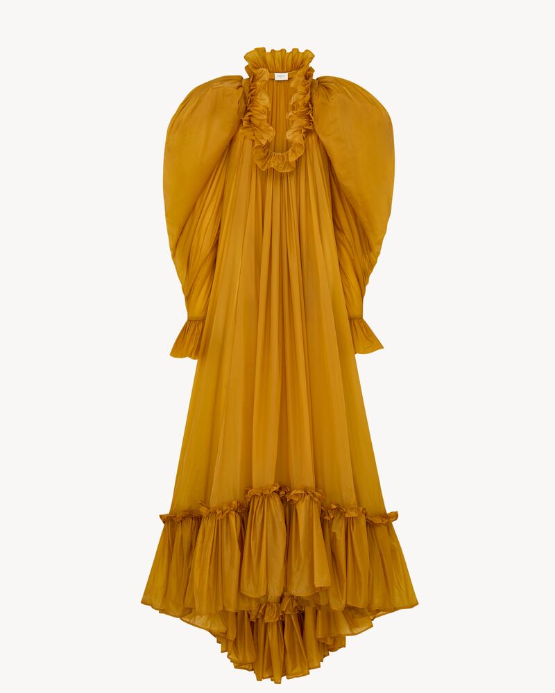 ruffled gown in nylon