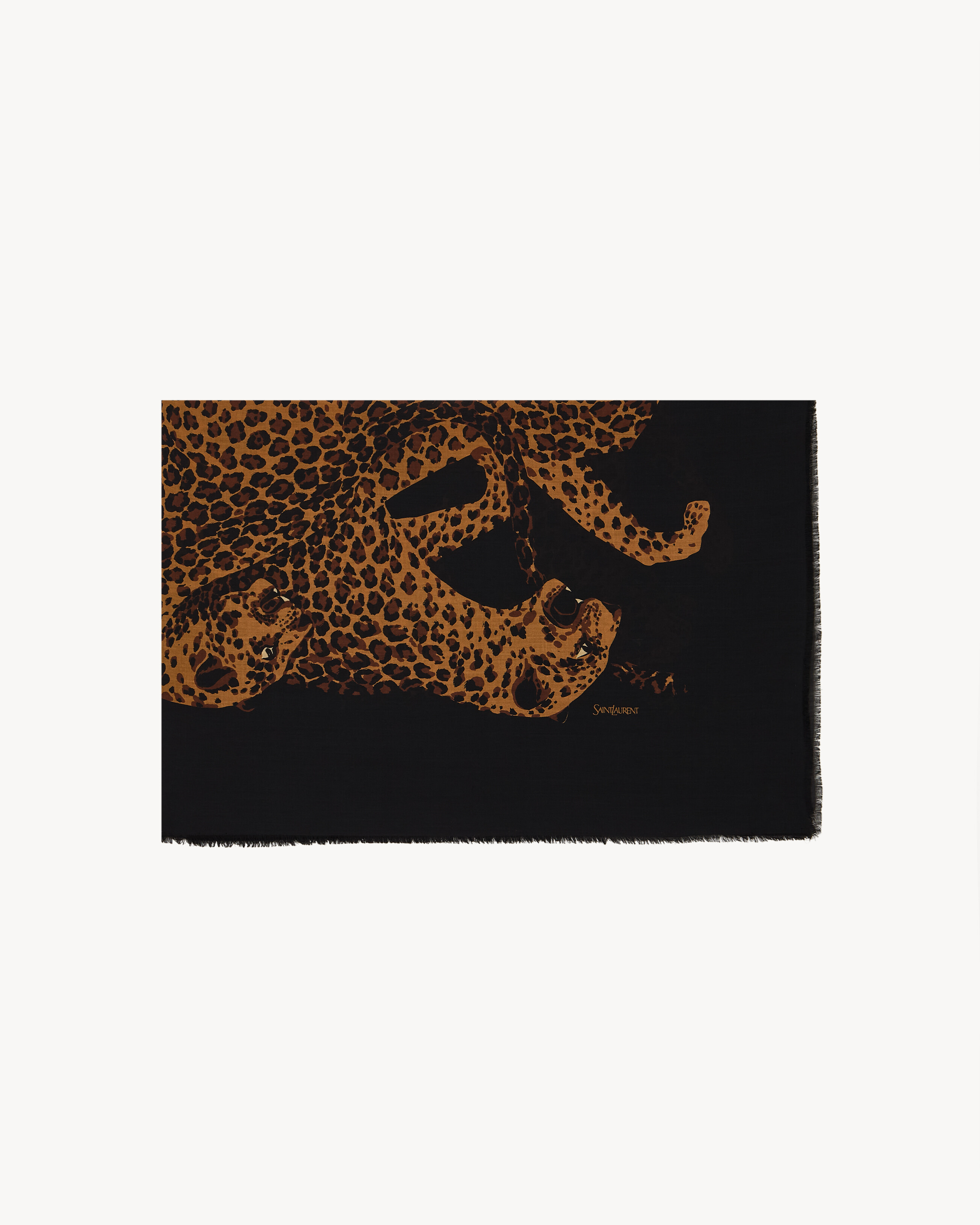Stola in twill di lana con motivo leopardo