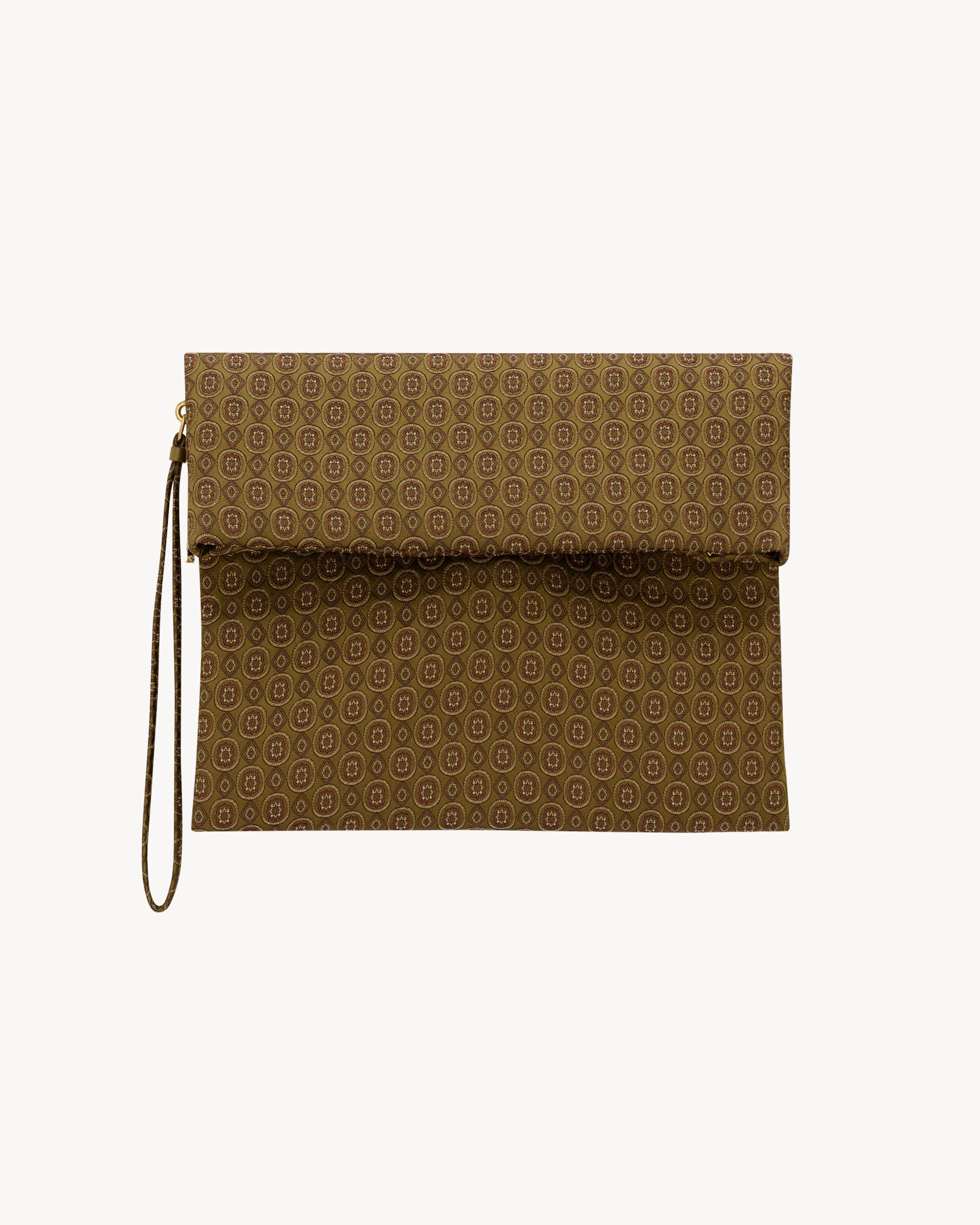 SAINT LAURENT PARIS large folded pouch in silk jacquard