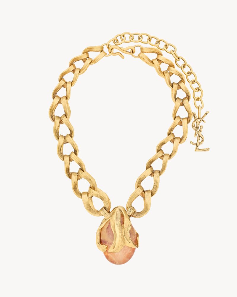 stone chain necklace in rock crystal