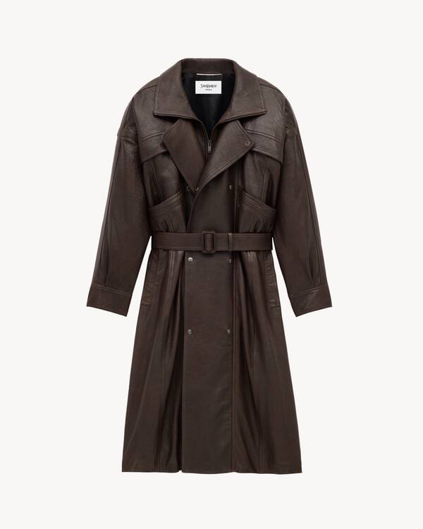 long coat in bubbled lambskin in Brown | Saint Laurent | YSL GR