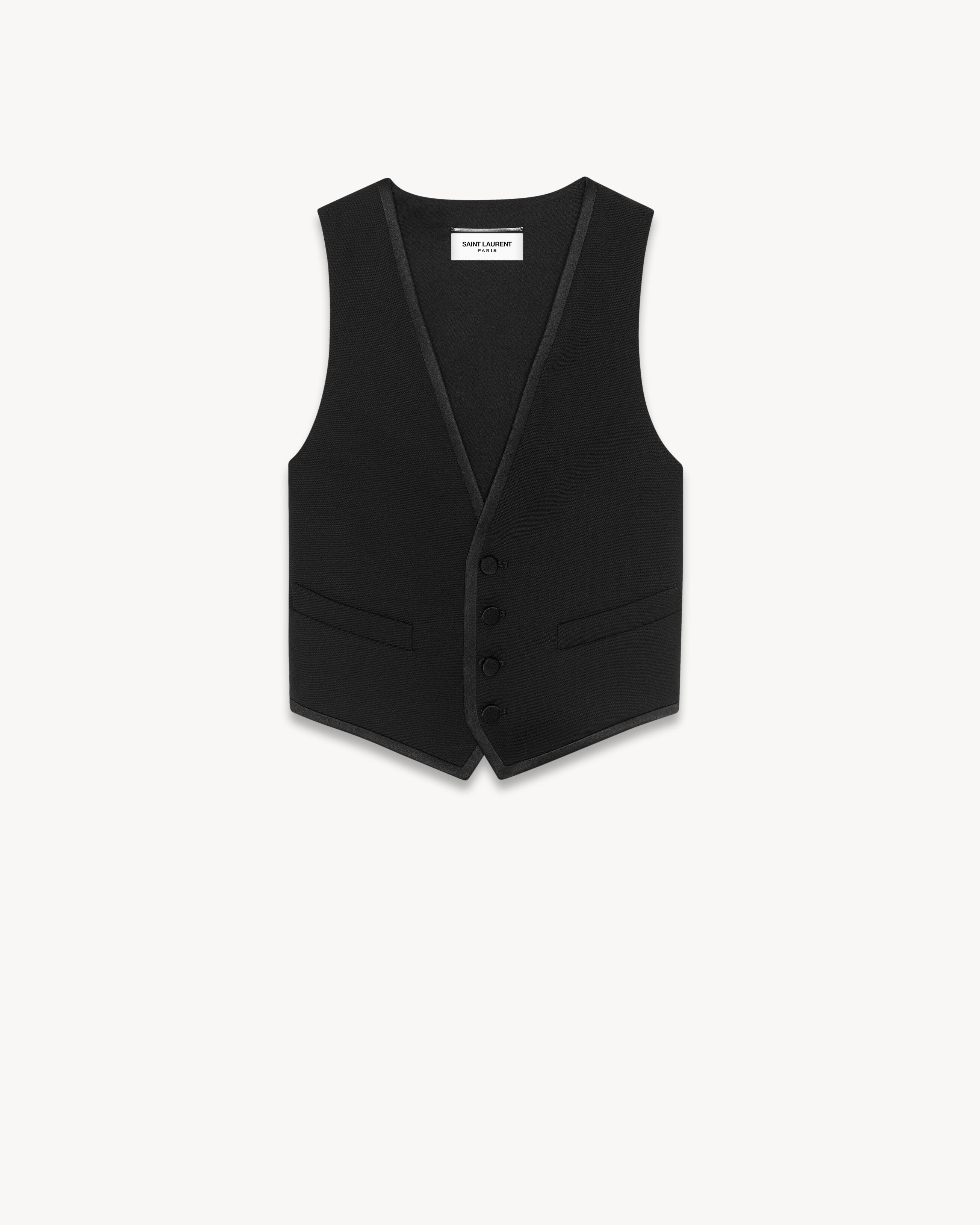short tuxedo vest in grain de poudre saint laurent