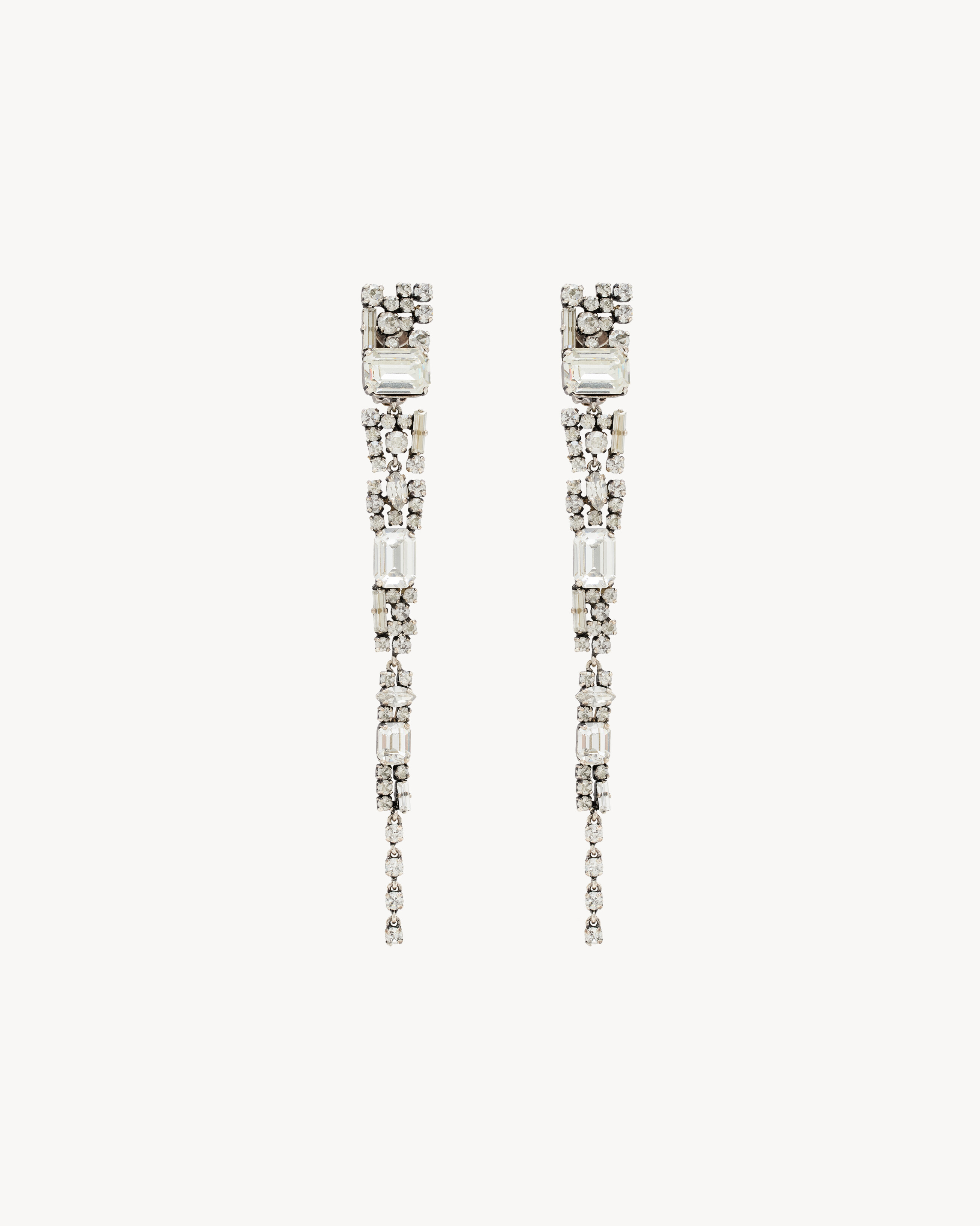 crystal icicle earrings in metal