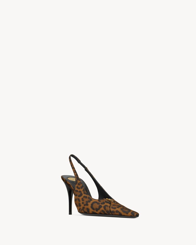 BABYLONE BRETEUIL slingback pumps in leopard grosgrain