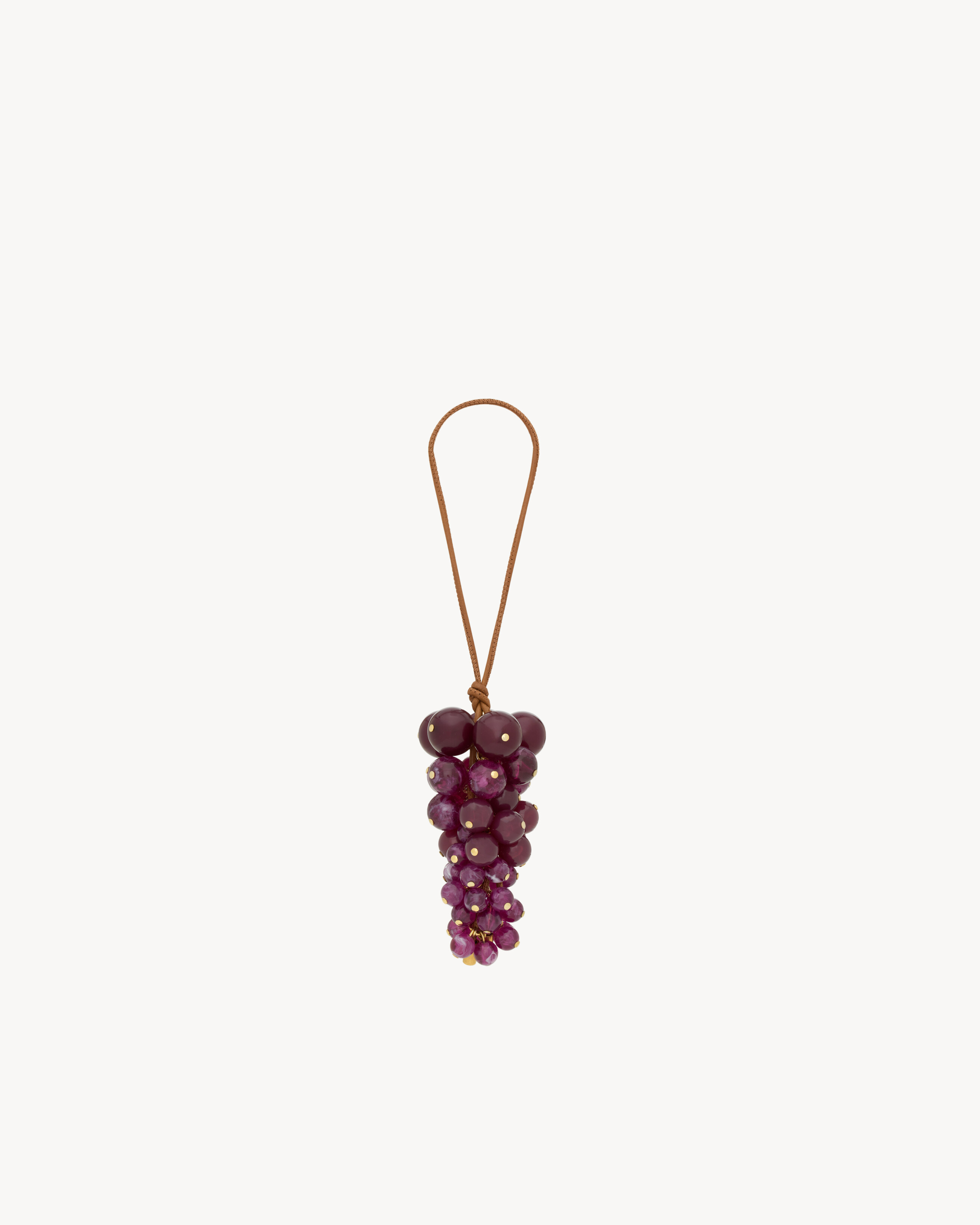 grape bag charm in leather and resin