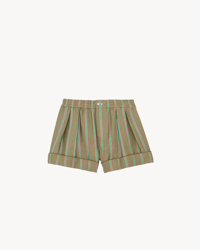 pajama shorts in striped twill
