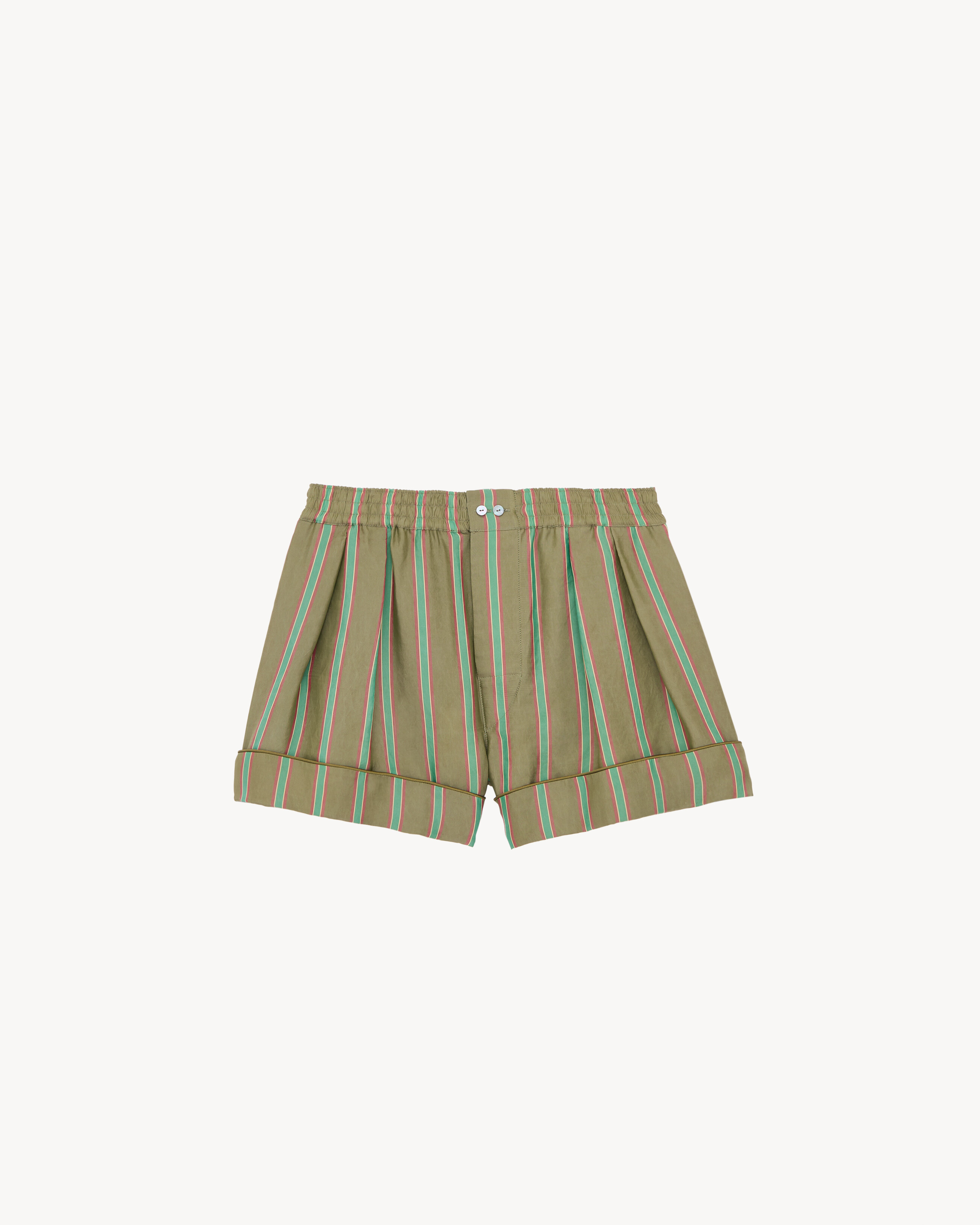 pajama shorts in striped twill