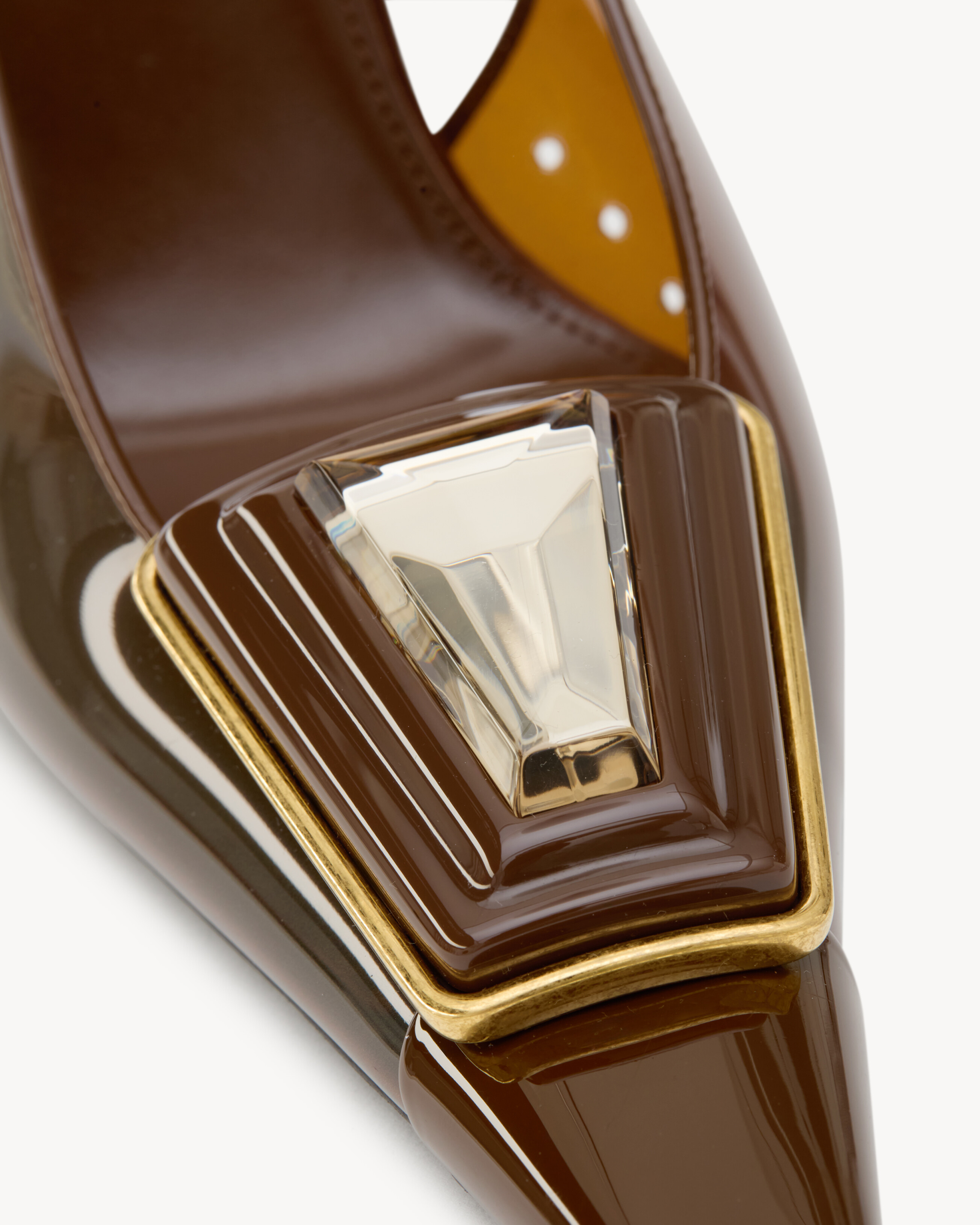 SIBYL slingback pumps in TPU, patent leather, and satin