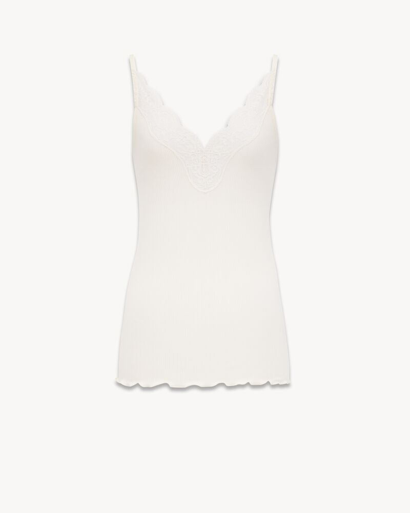 Laced Tank Top in Ribbed Silk Jersey