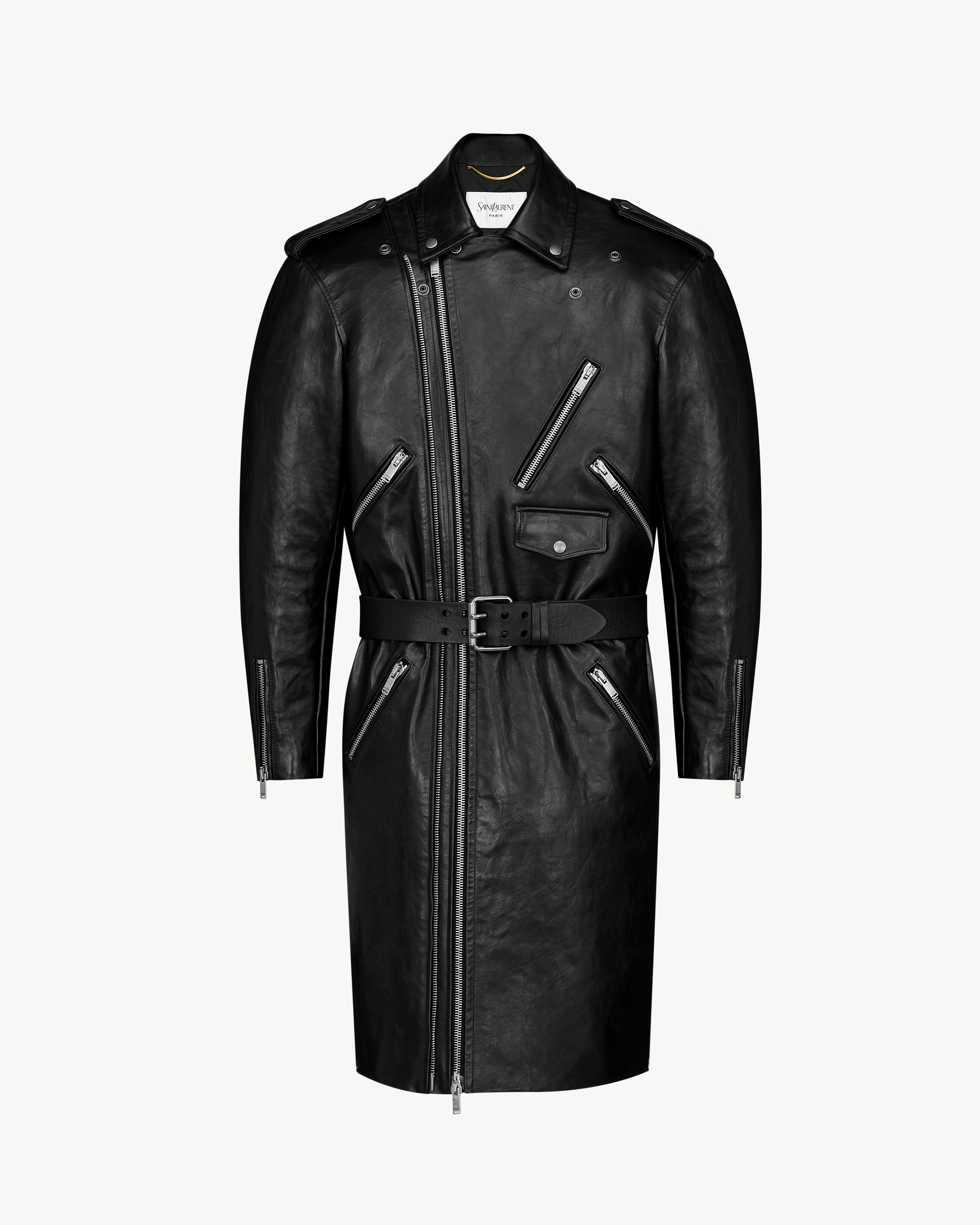 biker dress in grained leather