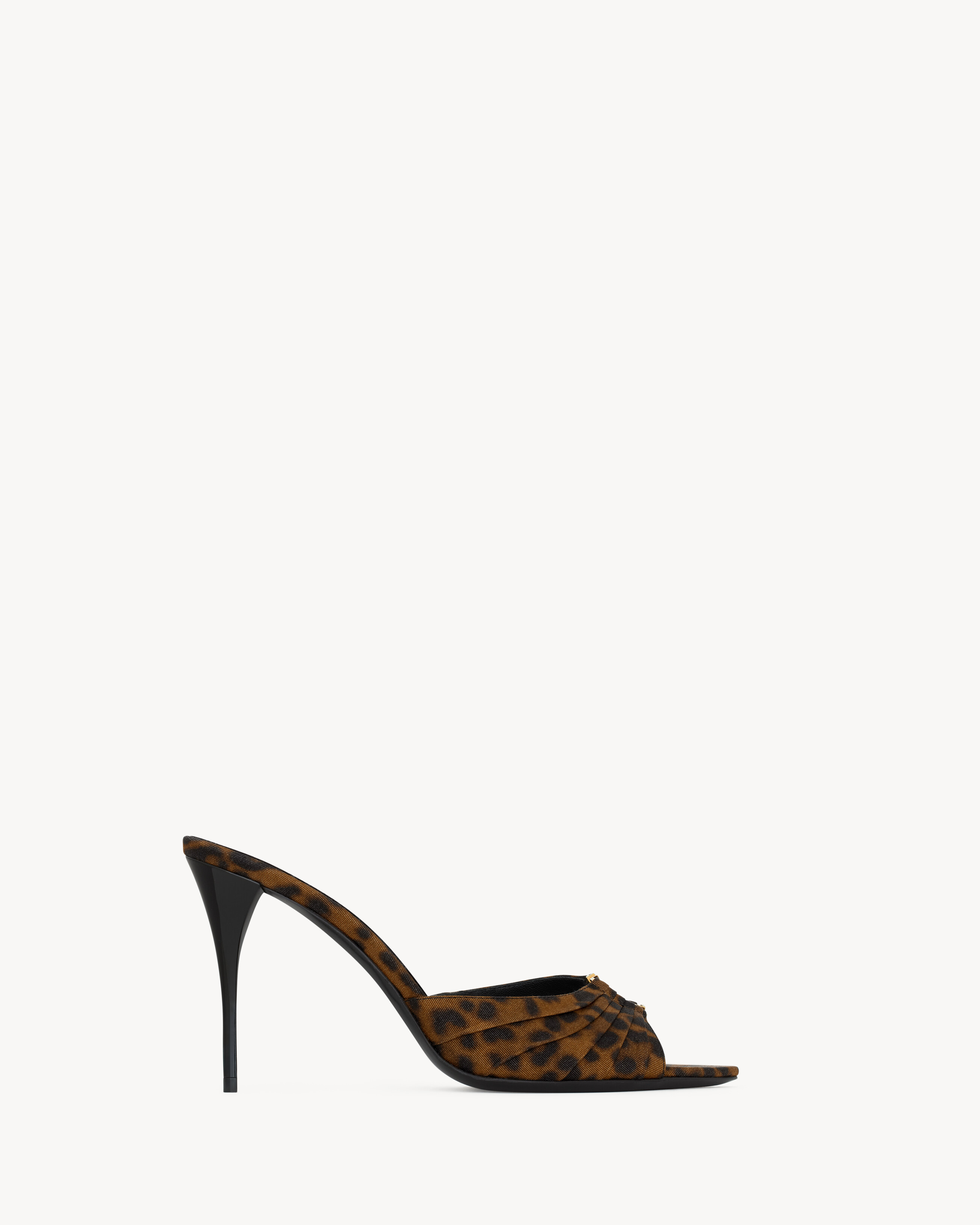 YVES SAINT LAURENT BABYLONE Pantoletten aus Grosgrain mit Leopardenmuster