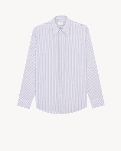 CASSANDRE shirt in striped cotton poplin in Blue | Saint Laurent