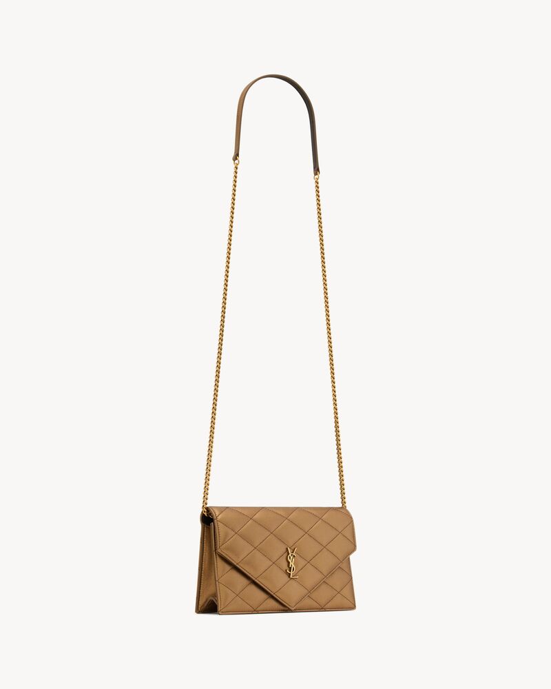 PARIS chain wallet in metallic leather in Brown | Saint Laurent
