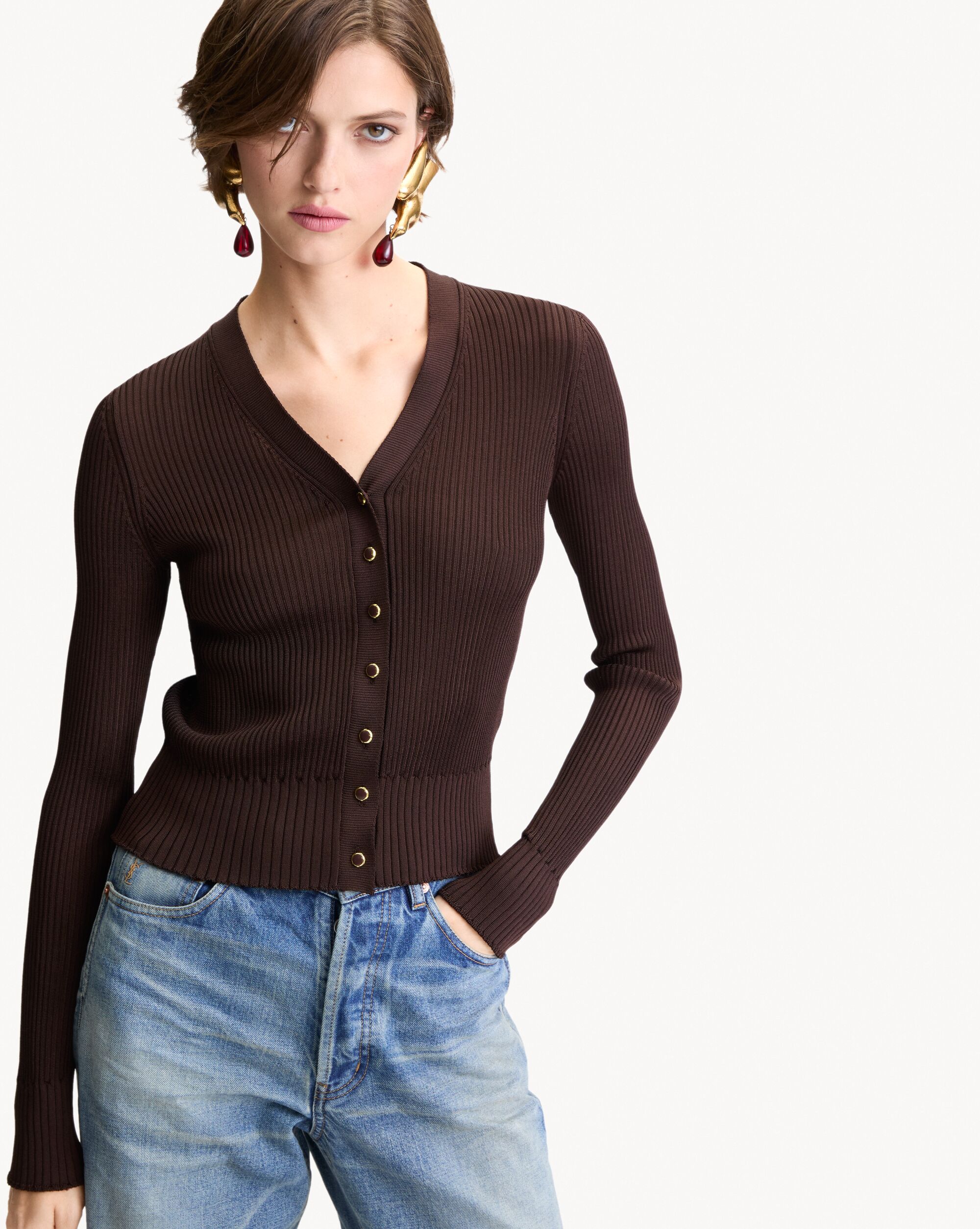 cardigan in ribbed knit