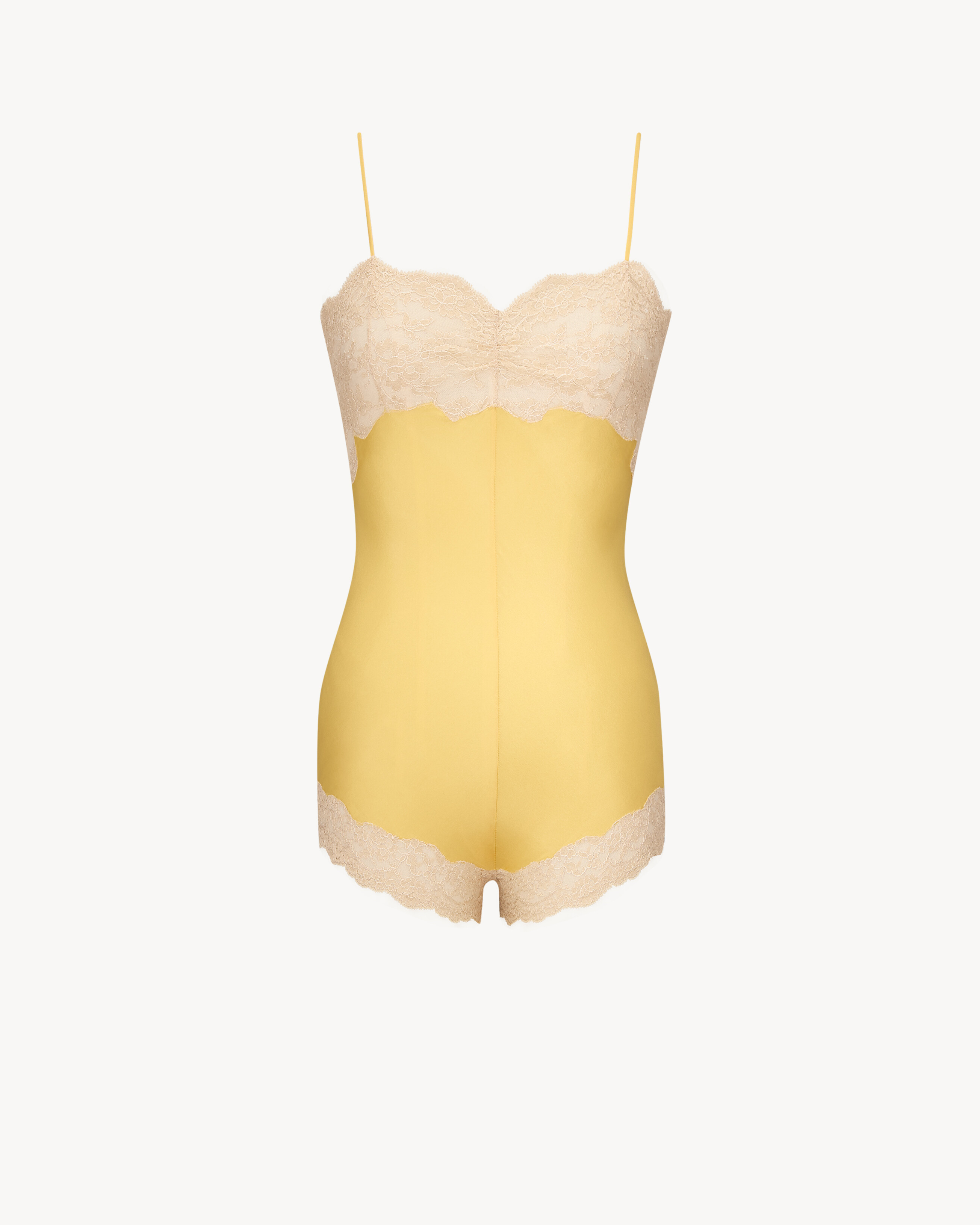 laced romper in silk crepe muslin