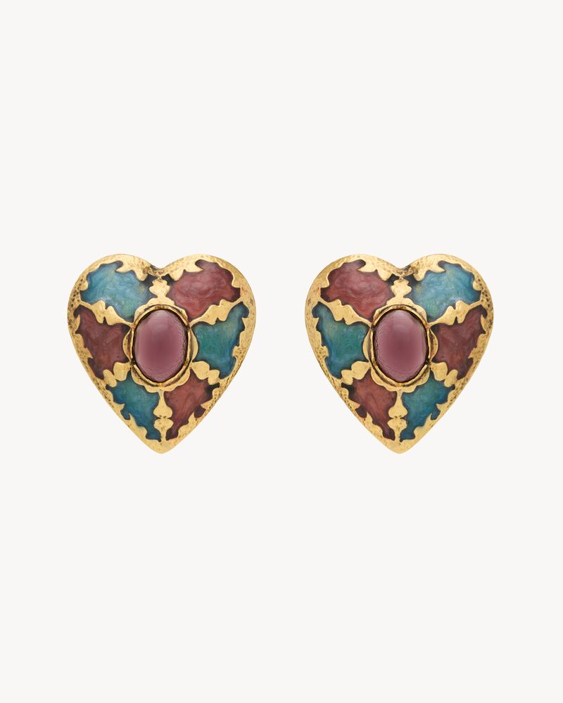 heart earrings in enamel