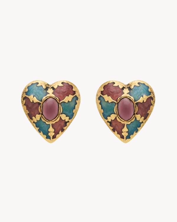 heart earrings in enamel
