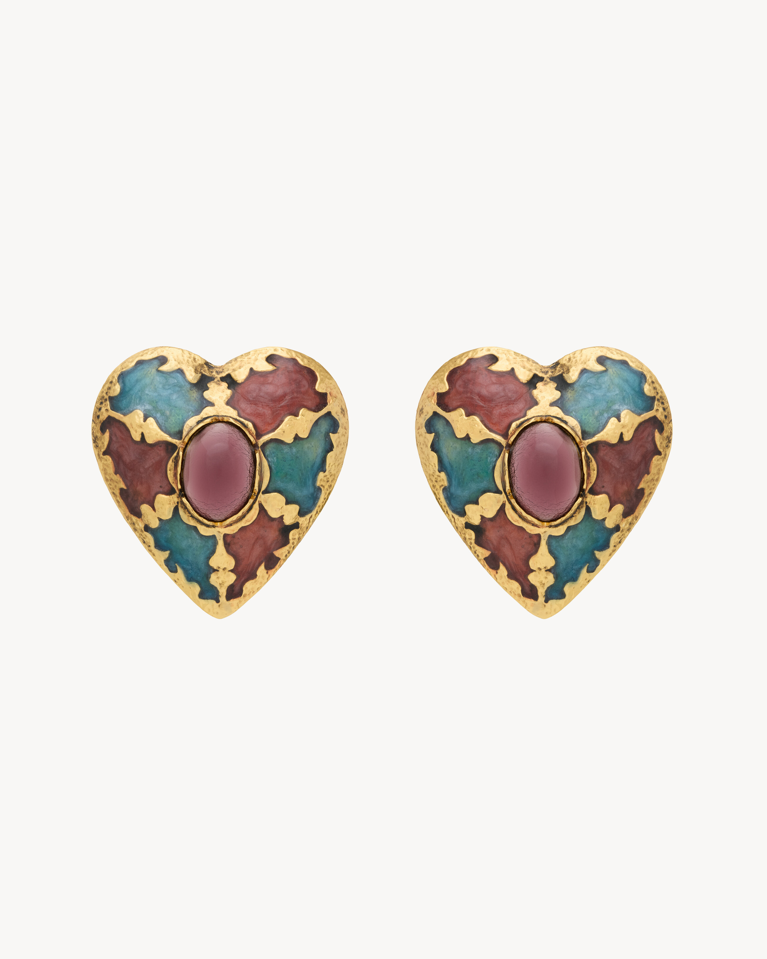 heart earrings in enamel