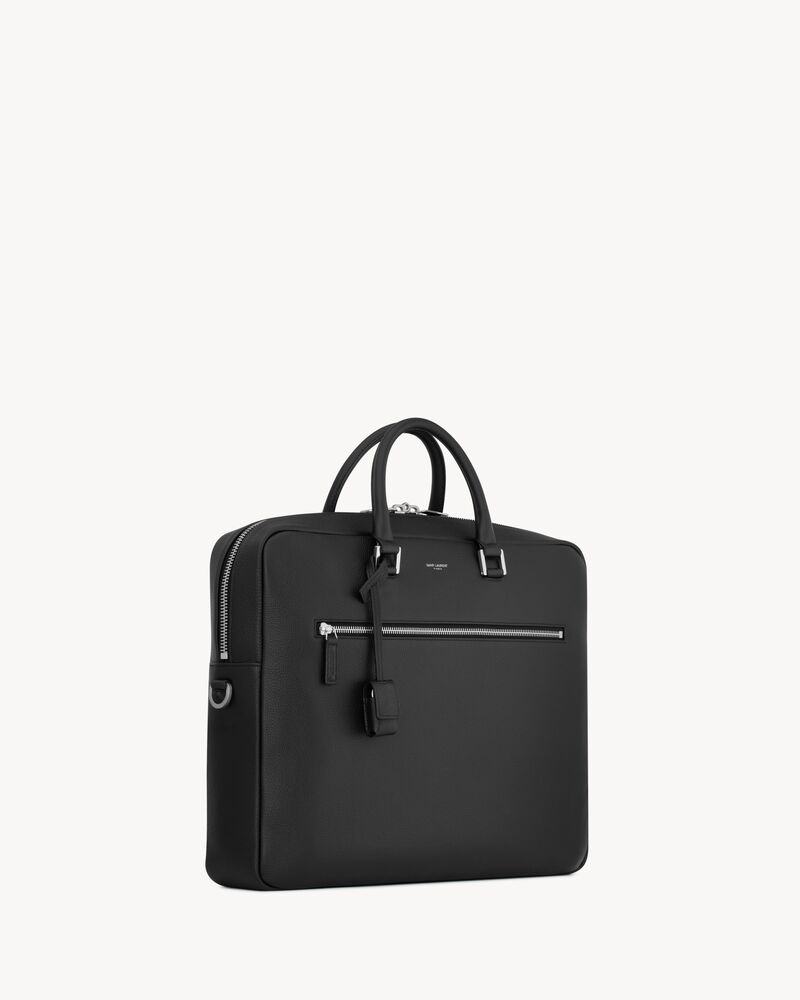 Sac de Jour 大号黑色粒纹软皮公文包