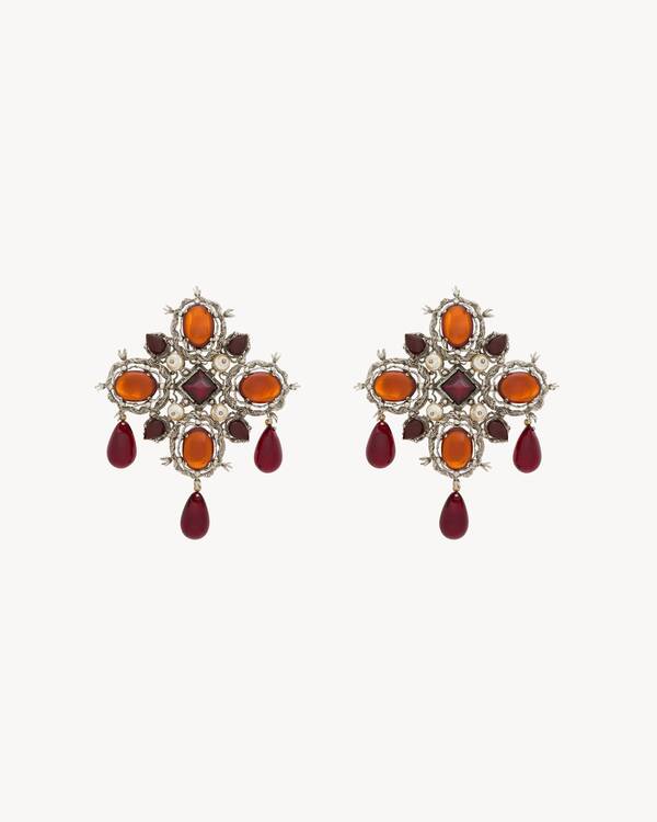 cabochon cross earrings in resin and metal