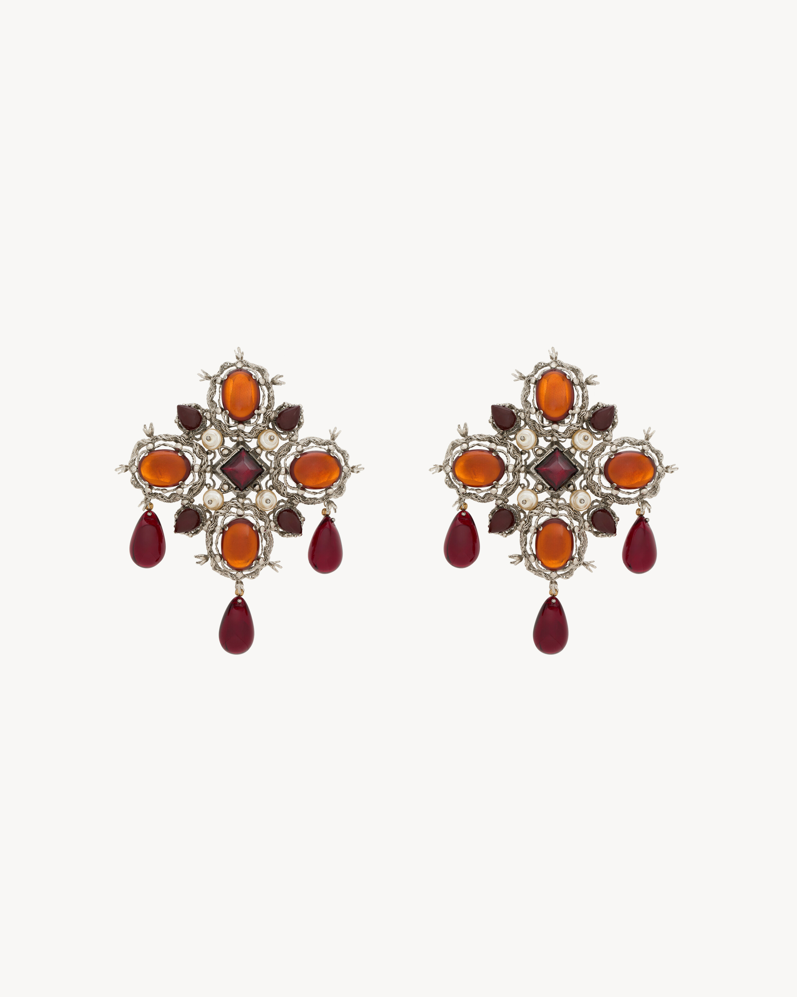 cabochon cross earrings in resin and metal